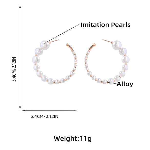 1 Pair Elegant Glam Luxurious C Shape Beaded Imitation Pearl Alloy 14K Gold Plated Ear Studs