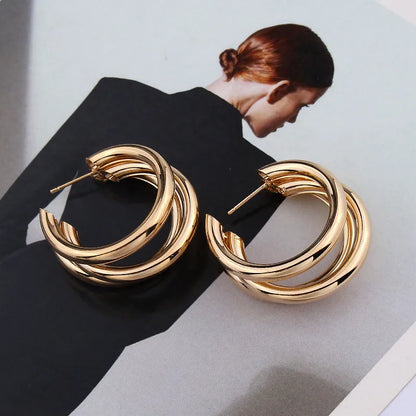 1 Pair Elegant Glam Luxurious C Shape Iron 14K Gold Plated Ear Studs