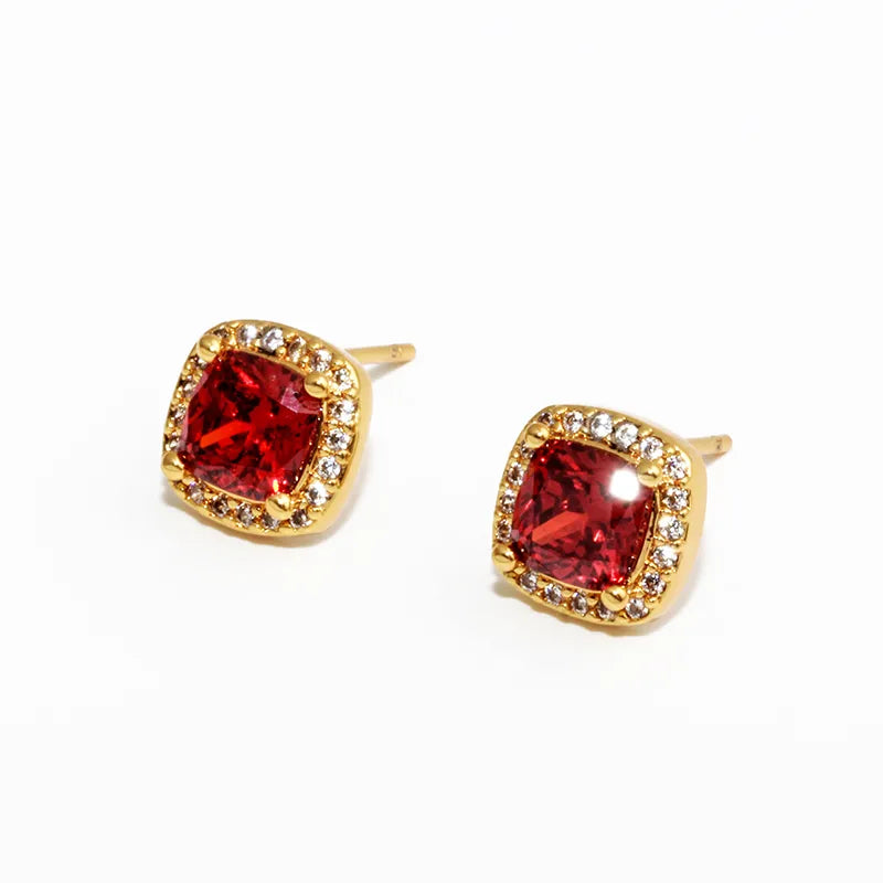 1 Pair Elegant Glam Luxurious Geometric Inlay Copper Alloy Zircon Ear Studs