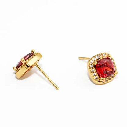 1 Pair Elegant Glam Luxurious Geometric Inlay Copper Alloy Zircon Ear Studs