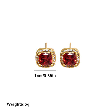 1 Pair Elegant Glam Luxurious Geometric Inlay Copper Alloy Zircon Ear Studs