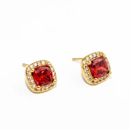 1 Pair Elegant Glam Luxurious Geometric Inlay Copper Alloy Zircon Ear Studs