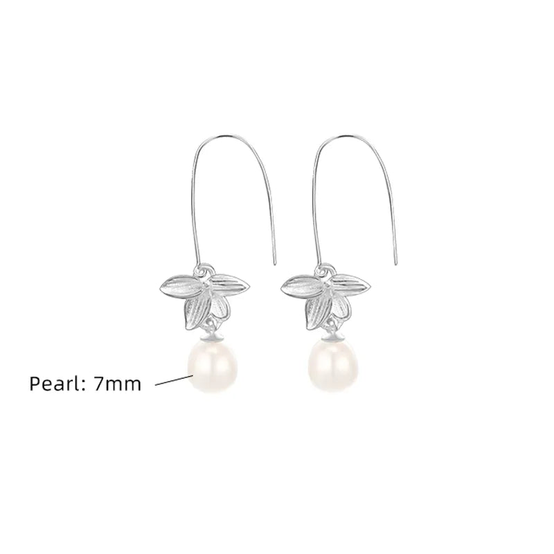 1 Pair Elegant Glam Luxurious Round Polishing Plating Inlay Sterling Silver Pearl White Gold Plated Drop Earrings