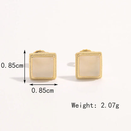 1 Pair Elegant Glam Luxurious Shamrock Triangle Square Plating Inlay Sterling Silver Zircon 14K Gold Plated Ear Studs