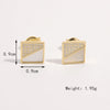 1 Pair Elegant Glam Luxurious Shamrock Triangle Square Plating Inlay Sterling Silver Zircon 14K Gold Plated Ear Studs