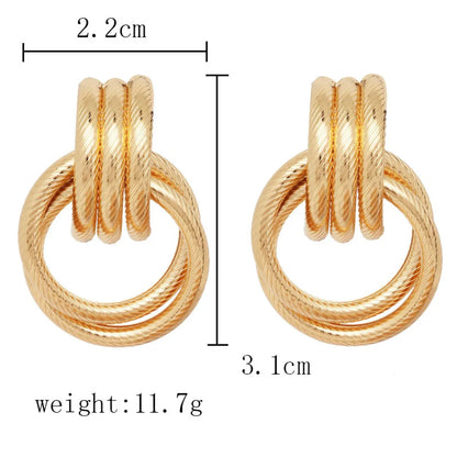 1 Pair Elegant Glam Luxurious Circle Solid Color Asymmetrical Iron Ear Studs