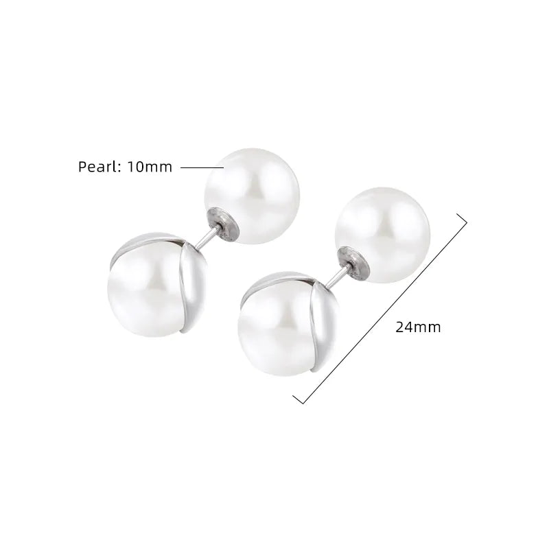 1 Pair Elegant Glam Luxurious Solid Color Plating Inlay Sterling Silver Pearl White Gold Plated Ear Studs