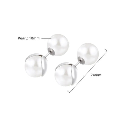 1 Pair Elegant Glam Luxurious Solid Color Plating Inlay Sterling Silver Pearl White Gold Plated Ear Studs