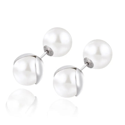 1 Pair Elegant Glam Luxurious Solid Color Plating Inlay Sterling Silver Pearl White Gold Plated Ear Studs