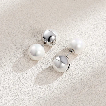 1 Pair Elegant Glam Luxurious Solid Color Plating Inlay Sterling Silver Pearl White Gold Plated Ear Studs