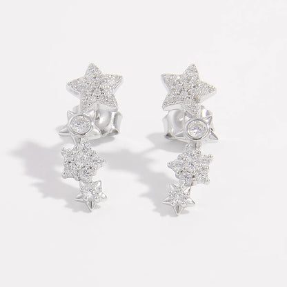 1 Pair Elegant Glam Luxurious Star Plating Inlay Sterling Silver Zircon White Gold Plated Ear Studs