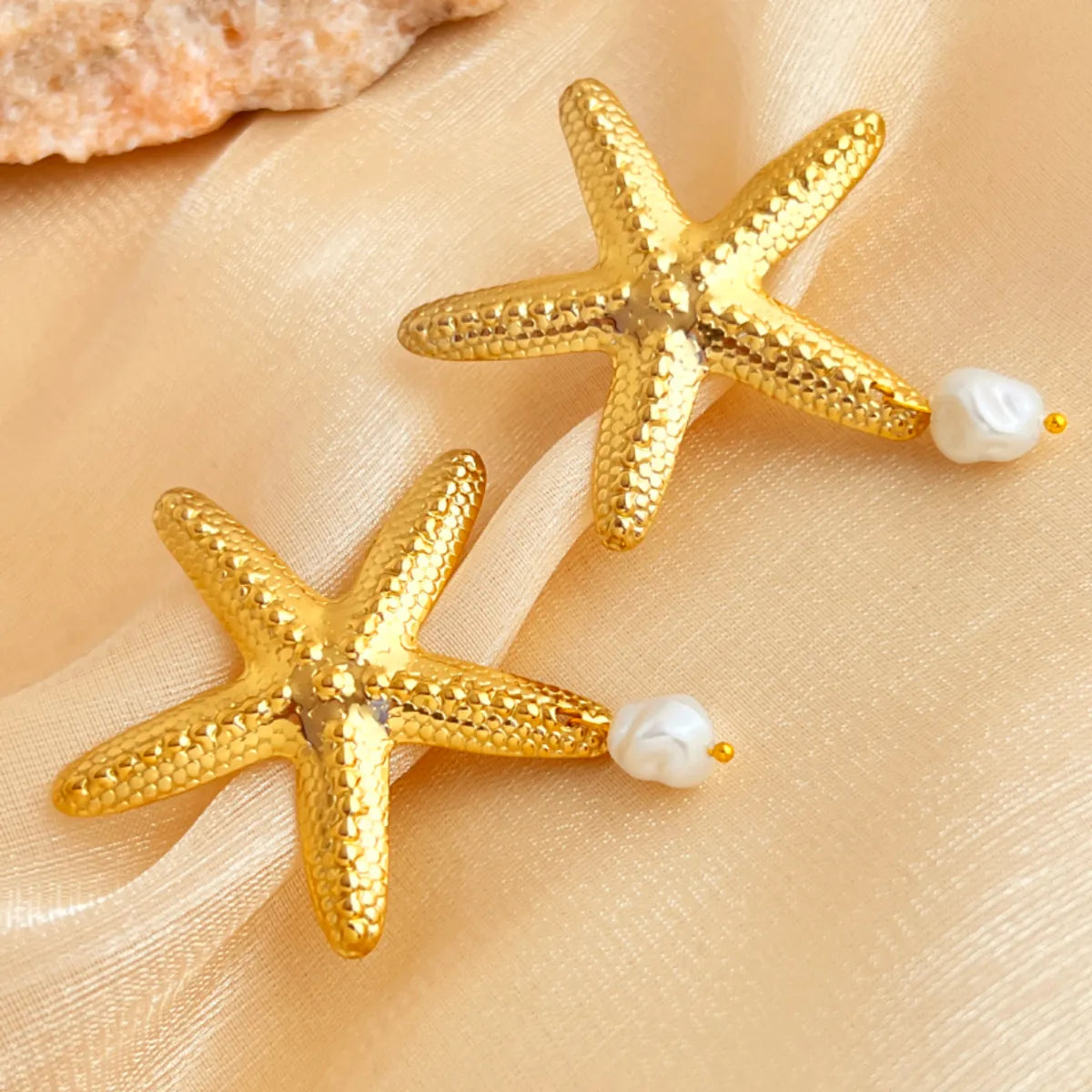 1 Pair Elegant Glam Luxurious Starfish Pearl 304 Stainless Steel 18K Gold Plated Drop Earrings