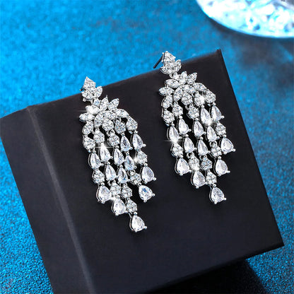 1 Pair Elegant Glam Luxurious Water Droplets Plating Inlay Brass Zircon White Gold Plated Drop Earrings