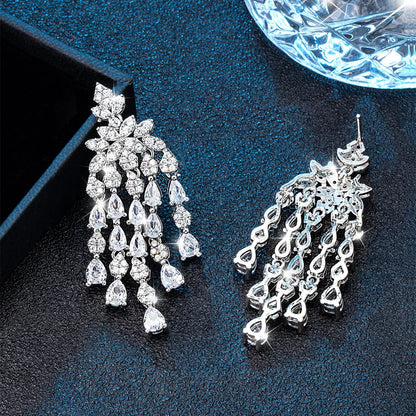 1 Pair Elegant Glam Luxurious Water Droplets Plating Inlay Brass Zircon White Gold Plated Drop Earrings