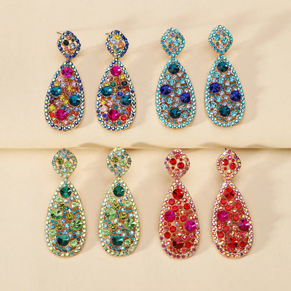 1 Pair Elegant Glam Oval Plating Hollow Out Inlay Zinc Alloy Rhinestones Drop Earrings