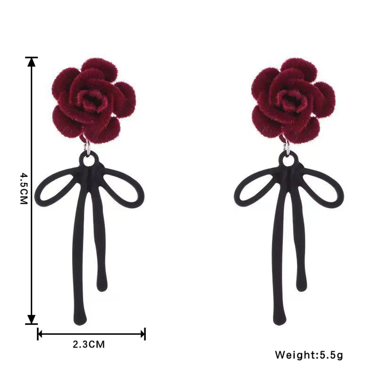 1 Pair Elegant Glam Rose Bow Knot Patchwork Alloy Drop Earrings