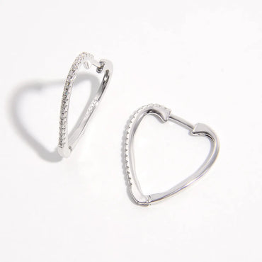 1 Pair Elegant Glam Round Heart Shape Inlay Sterling Silver Zircon White Gold Plated Earrings