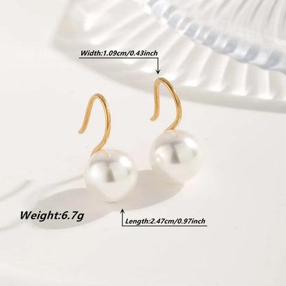 1 Pair Elegant Glam Round Heart Shape Pearl Plating Titanium Steel Gold Plated Ear Studs