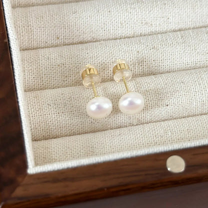 1 Pair Elegant Glam Round Inlay Pearl Pearl Ear Studs