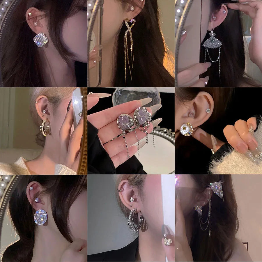 1 Pair Elegant Glam Round Tassel Heart Shape Inlay Alloy Artificial Pearls Rhinestones Earrings