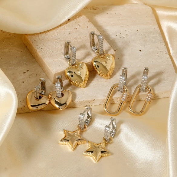 1 Pair Elegant Glam Simple Style Round Plating Inlay Copper Zircon K Gold Plated Drop Earrings