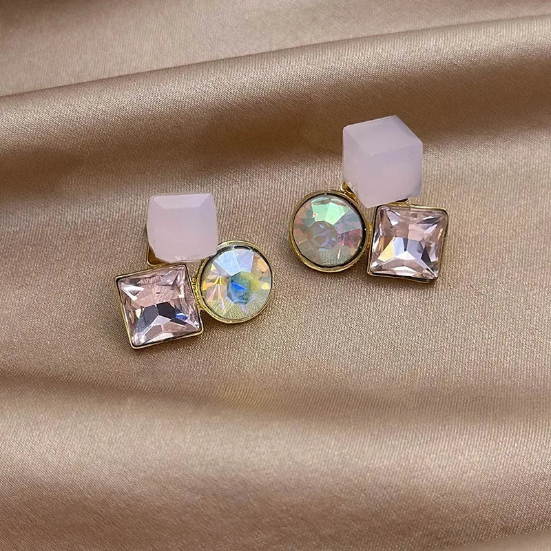 1 Pair Elegant Glam Simple Style Square Inlay Alloy Rhinestones Ear Studs