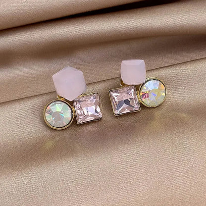 1 Pair Elegant Glam Simple Style Square Inlay Alloy Rhinestones Ear Studs