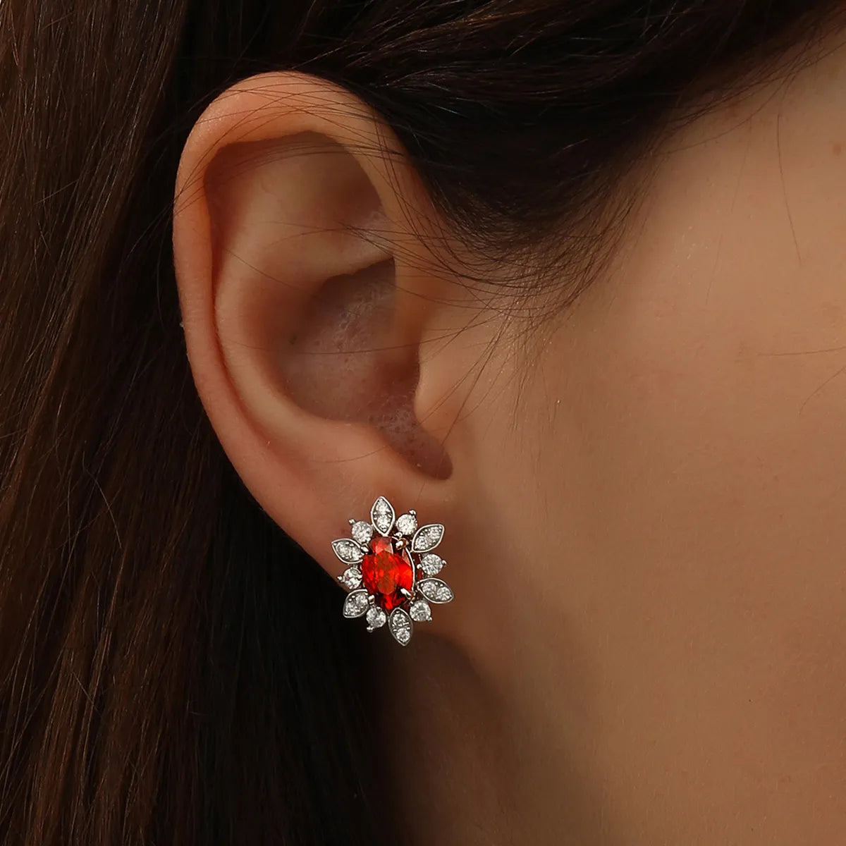 1 Pair Elegant Glam Snowflake Inlay Sterling Silver Zircon Ear Studs