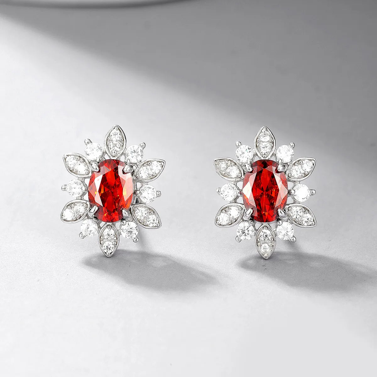 1 Pair Elegant Glam Snowflake Inlay Sterling Silver Zircon Ear Studs