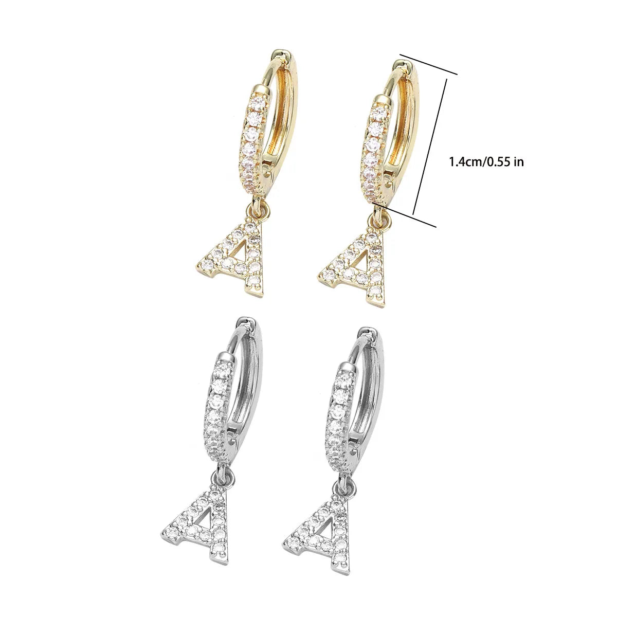 1 Pair Elegant Glam Solid Color Letter Plating Inlay Copper Zircon K Gold Plated White Gold Plated Drop Earrings