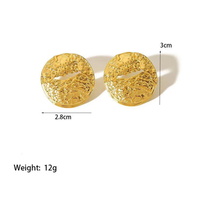 1 Pair Elegant Glam Streetwear Round Polishing Plating Pleated 304 Stainless Steel 18K Gold Plated Ear Studs