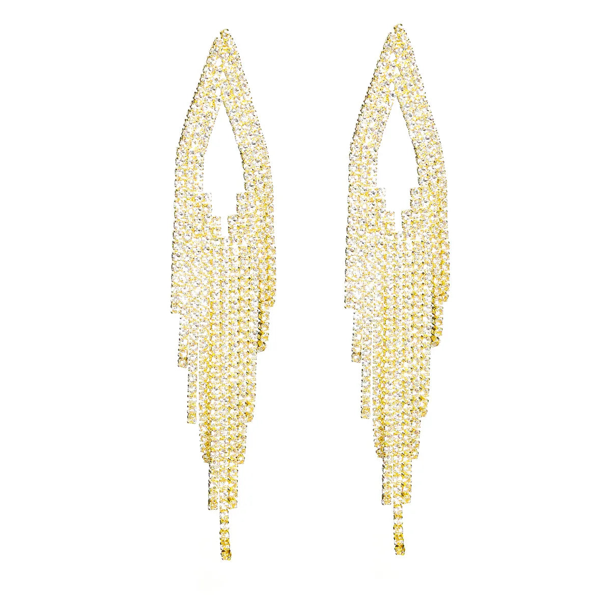 1 Pair Elegant Glam Tassel Inlay Alloy Rhinestones Drop Earrings