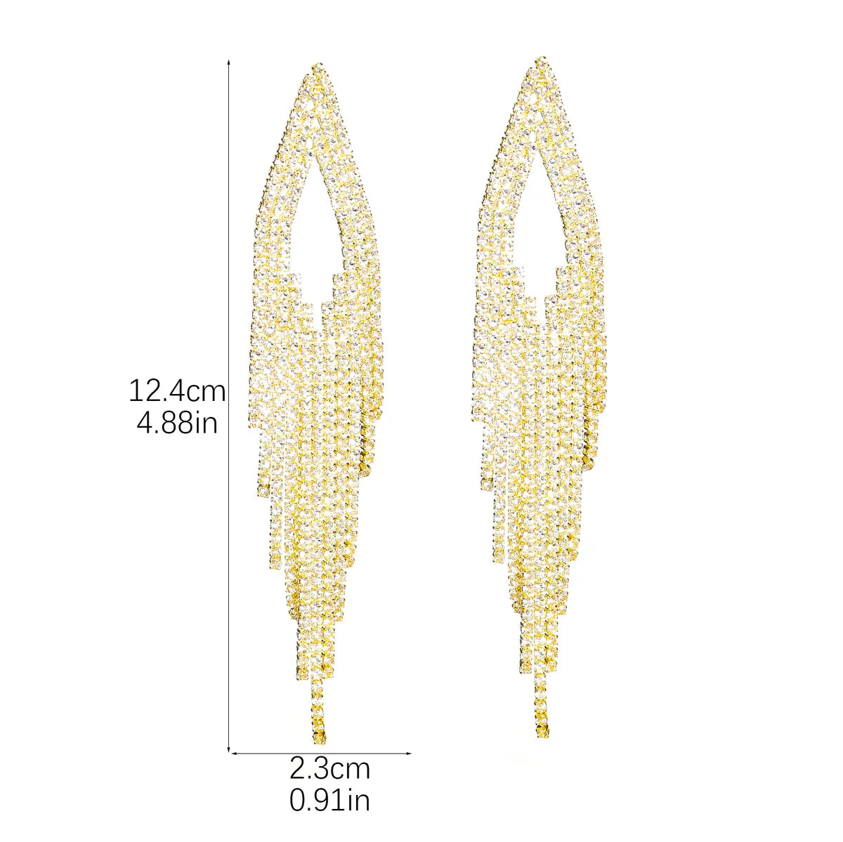 1 Pair Elegant Glam Tassel Inlay Alloy Rhinestones Drop Earrings