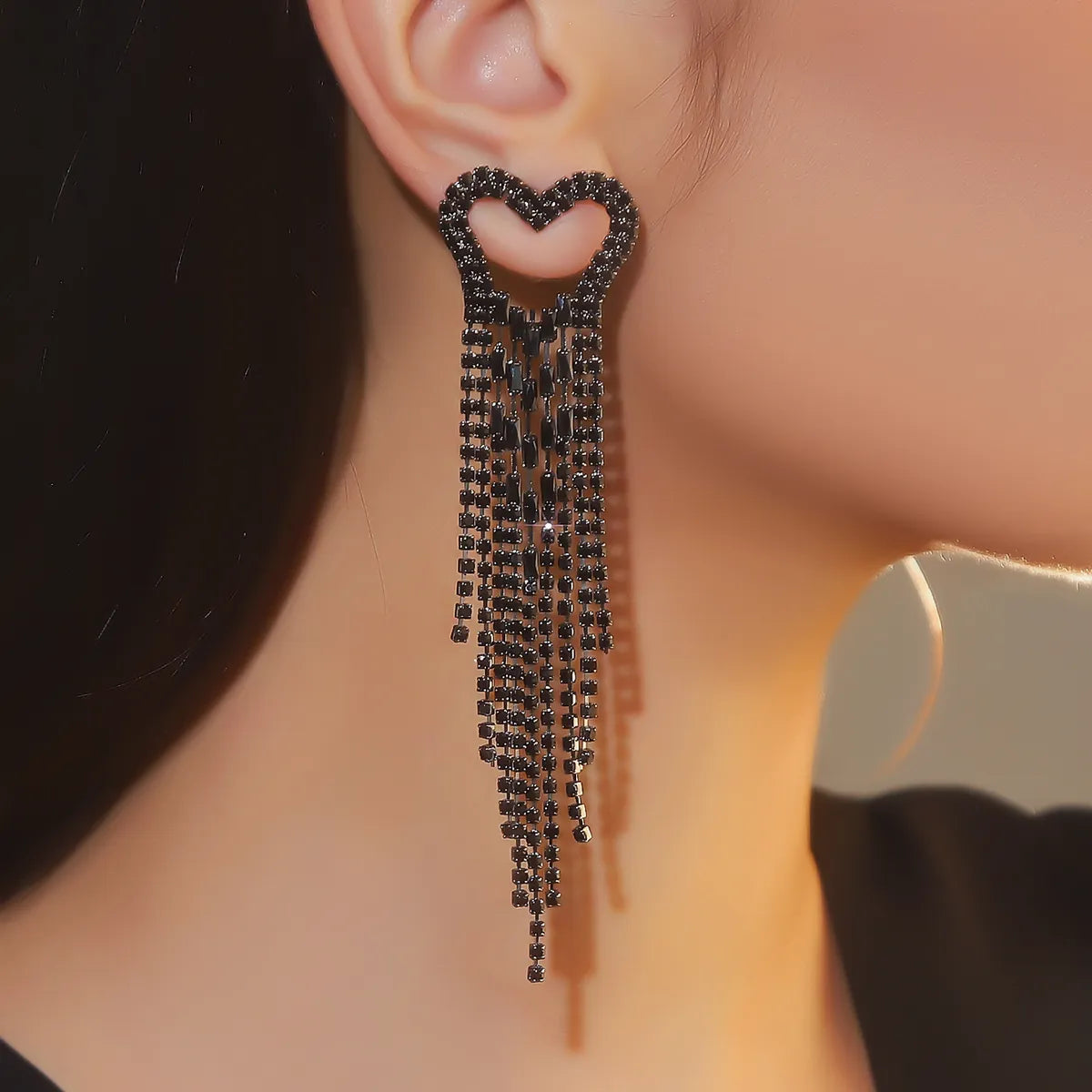 1 Pair Elegant Glam Tassel Inlay Alloy Rhinestones Drop Earrings