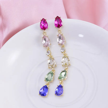 1 Pair Elegant Glam Tassel Inlay Alloy Zircon Drop Earrings