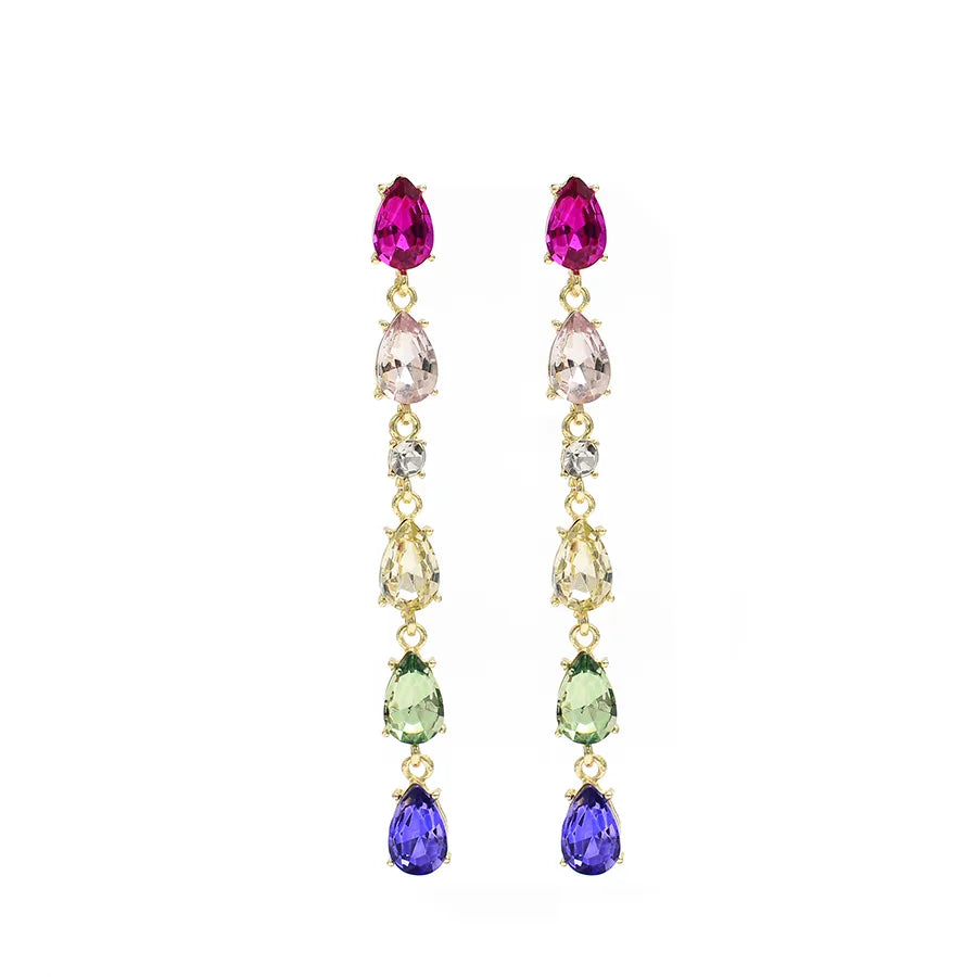 1 Pair Elegant Glam Tassel Inlay Alloy Zircon Drop Earrings