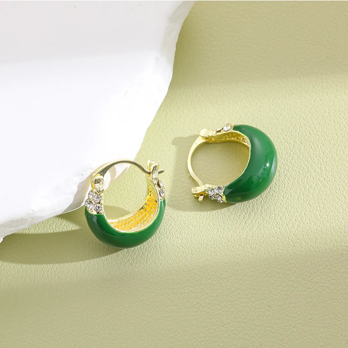 1 Pair Elegant Glam U Shape Enamel Inlay Alloy Zircon Earrings