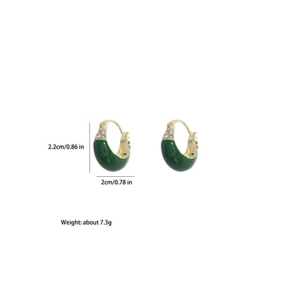 1 Pair Elegant Glam U Shape Enamel Inlay Alloy Zircon Earrings