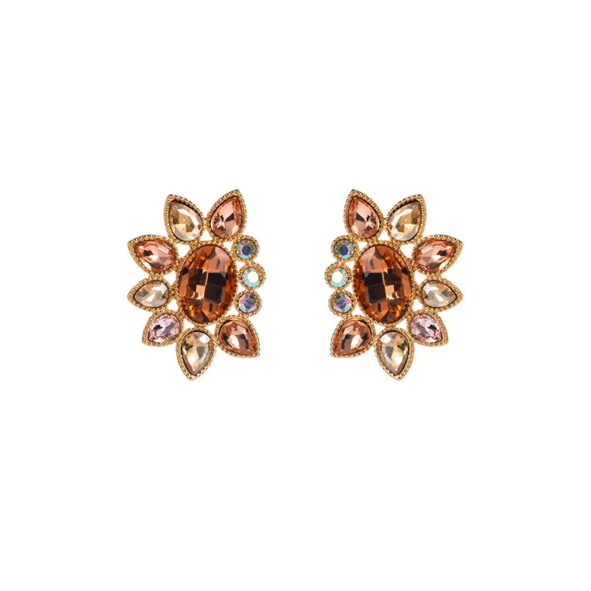 1 Pair Elegant Glam Water Droplets Flower Plating Inlay Alloy Rhinestones Gold Plated Silver Plated Ear Studs