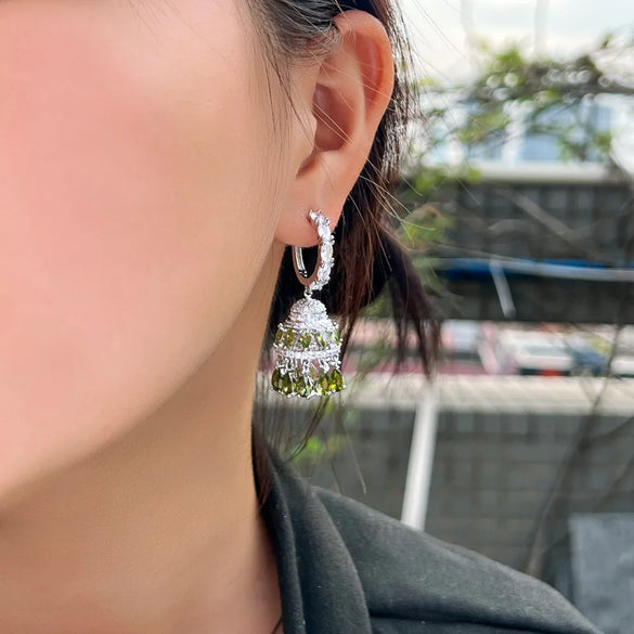 1 Pair Elegant Glam Water Droplets Tassel Inlay Copper Zircon White Gold Plated Drop Earrings