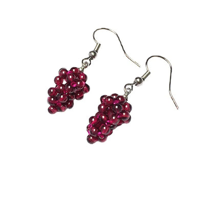 1 Pair Elegant Grape Garnet Handmade Drop Earrings Ear Line