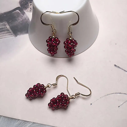 1 Pair Elegant Grape Garnet Handmade Drop Earrings Ear Line