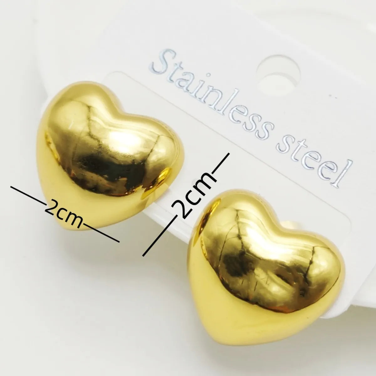 1 Pair Elegant Heart Shape 304 Stainless Steel 18K Gold Plated Ear Studs