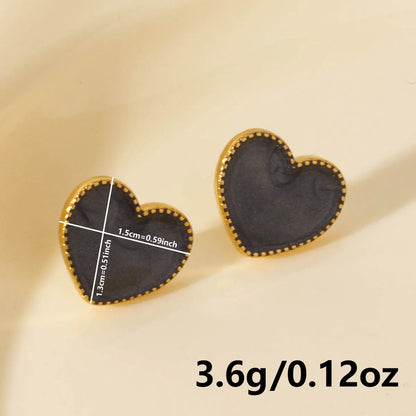 1 Pair Elegant Heart Shape 304 Stainless Steel Ear Studs