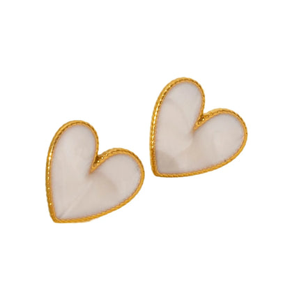 1 Pair Elegant Heart Shape 304 Stainless Steel Ear Studs