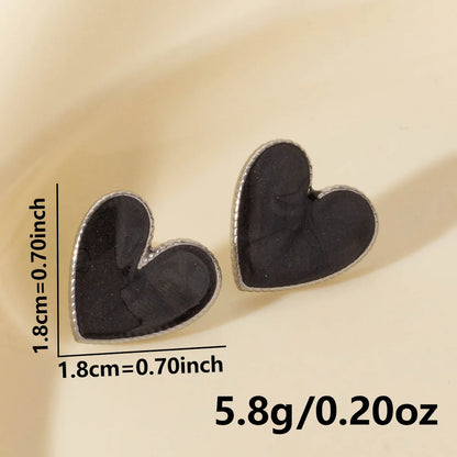 1 Pair Elegant Heart Shape 304 Stainless Steel Ear Studs