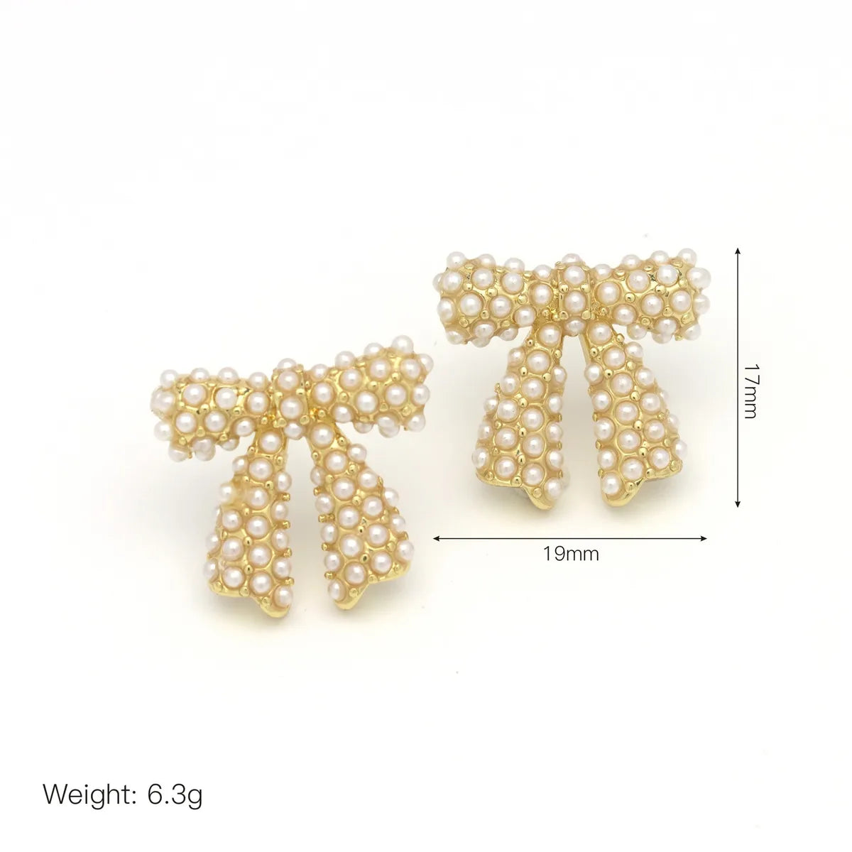 1 Pair Elegant Heart Shape Bow Knot Imitation Pearl Copper Ear Studs