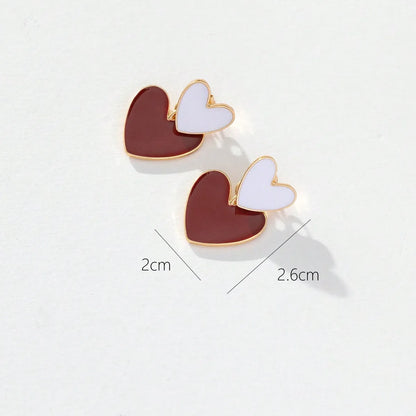 1 Pair Elegant Heart Shape Enamel Alloy Drop Earrings