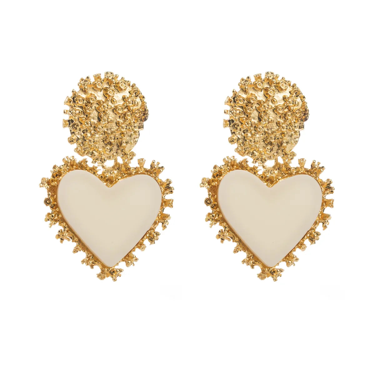 1 Pair Elegant Heart Shape Inlay Alloy Resin Resin Gold Plated Drop Earrings