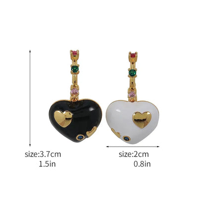 1 Pair Elegant Heart Shape Inlay Alloy Zircon Drop Earrings